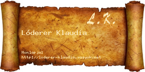 Lóderer Klaudia névjegykártya