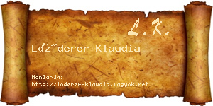 Lóderer Klaudia névjegykártya